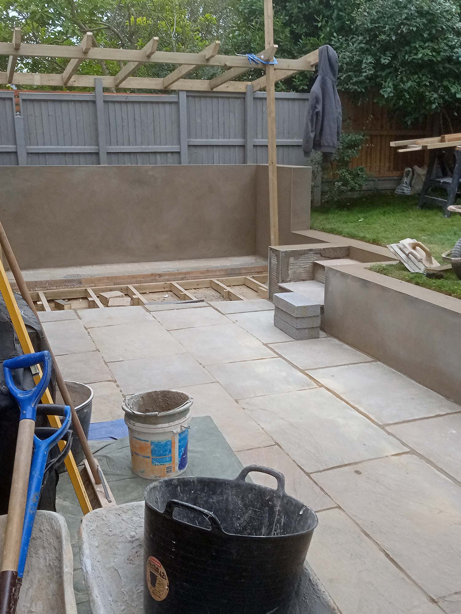 Plastering outdoor patio area