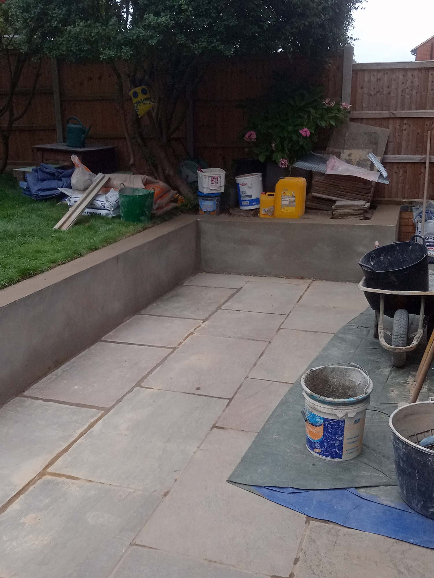Plastering outdoor patio area